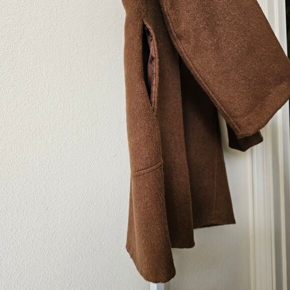 Eileen Fisher Brown Alpaca Wool Silk Blend Oversize Shawl Collar Coat  Sz XS - Picture 9 of 16